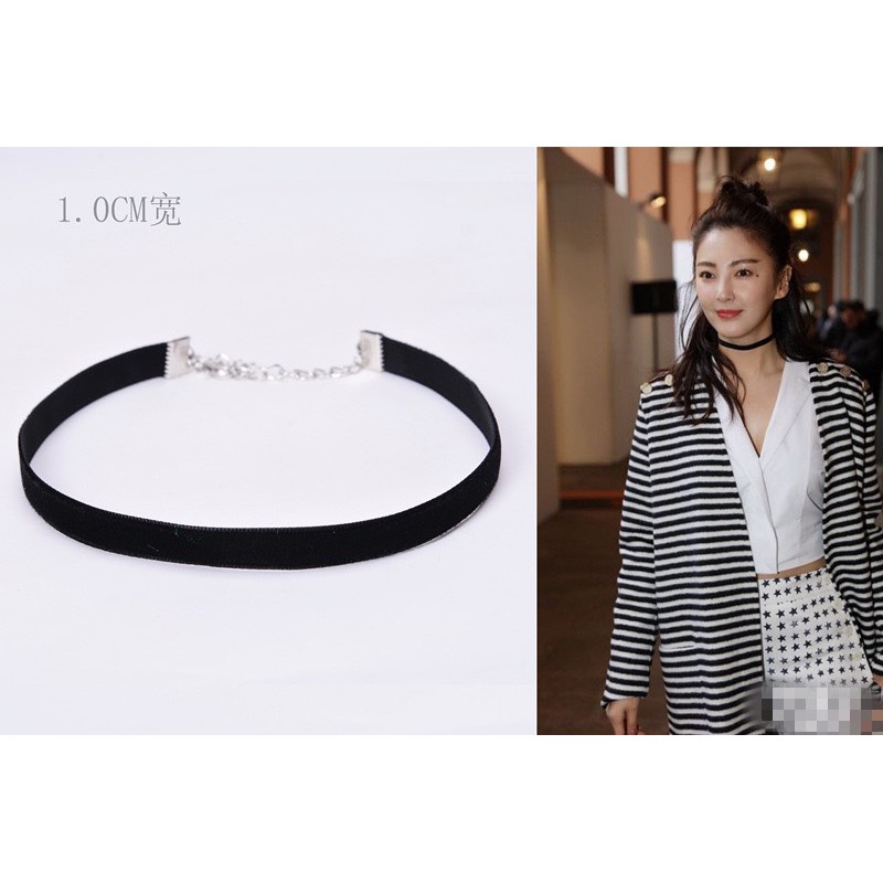 Choker nhung đen trơn A-CK147
