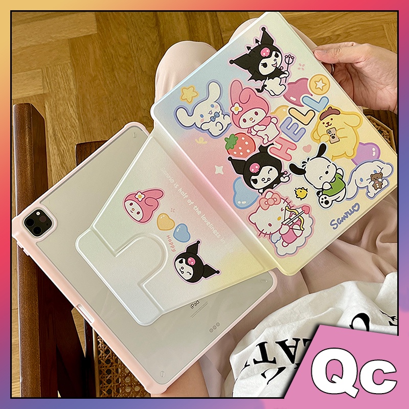 「Qc」xoay 360 ° khe cắm bút băng từ hoạt hình dễ thương cho hộp bảo vệ ipad