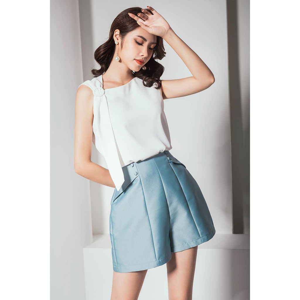 Áo sơ mi SN cổ chéo vạt bong LEIKA