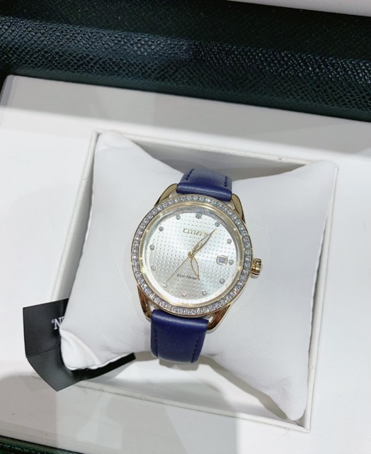 Đồng hồ nữ Citizen FE6112-09P 36mm máy Eco Drive năng lượng mặt trời, kim cương Swarovski, viền mạ vàng