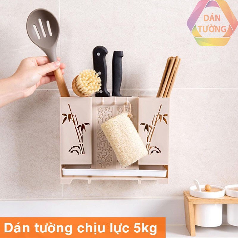 Ống Giá Đựng Đũa Thìa Muỗng Dao Nhà Bếp Dán Tường Đa Năng Tiện Lợi