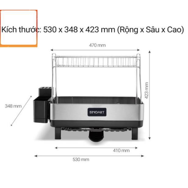 Kệ để bát,chén đĩa ,đũa thìa INOX SINOART 2 tầng cao cấp