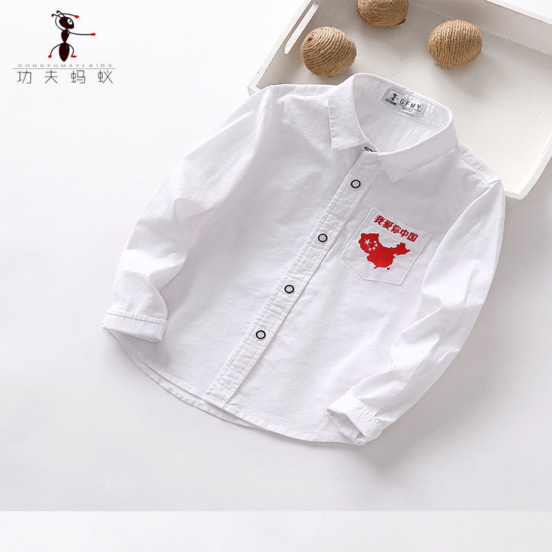 Áo Sơ Mi Cotton Màu Trắng Thời Trang Xuân Thu Dành Cho Bé Trai 2022