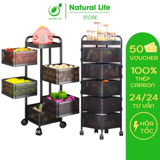 Kệ Xoay Đa Năng 360 Độ Đựng Rau Củ Quả Dáng Vuông, Kệ Đựng Đồ Thông Minh Tiết Kiệm Không Gian Thép Carbon Cao Cấp