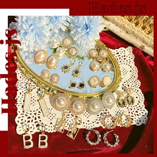 Bông tai đính đá châu âu cổ điển sang trọng quý phái - khuyên tai ngọc trai nhân tạo earrings retro baroque - Hades.js
