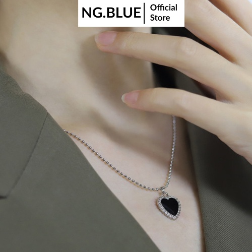 Vòng cổ mặt hình trái tim đen cho nữ,dây chuyền mặt hình trái tim đen cho nữ (VC28).