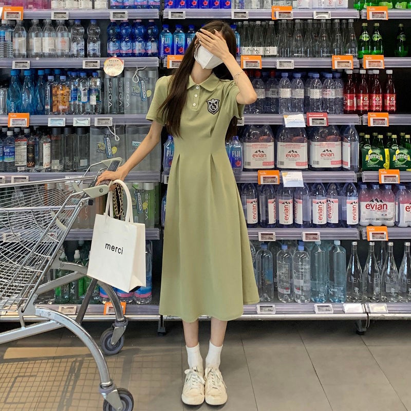 Đầm Tay Ngắn Cổ polo Dáng Chữ A Thời Trang Mùa Hè Mới Cho Nữ