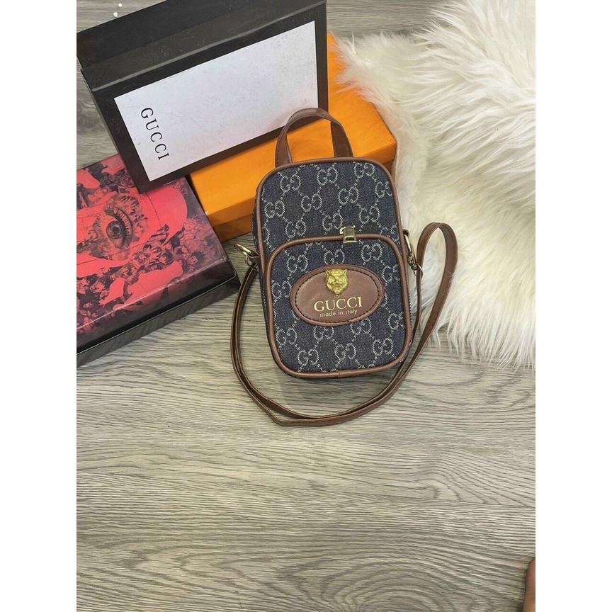 Túi đeo chéo nữ họa tiết GG hình hổ 69K,FREESHIP,size 12 cm