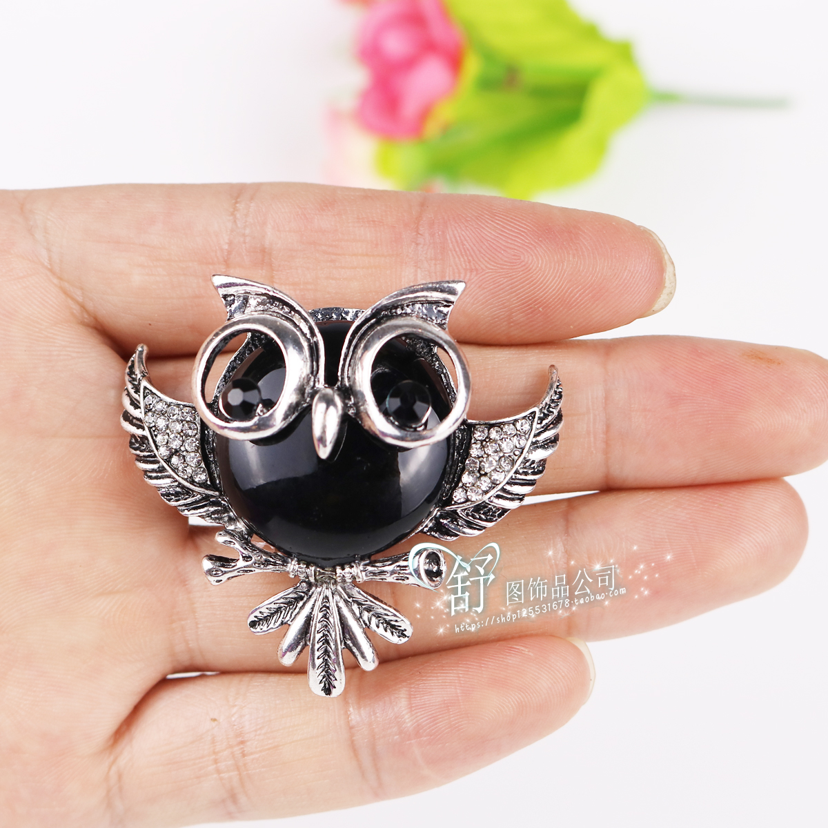 Phong cách Hàn Quốc cổ điển động vật Trâm dễ thương Opal Owl huy hiệu Trâm Hipster Nam phù hợp với áo sơ mi nữ Trâm