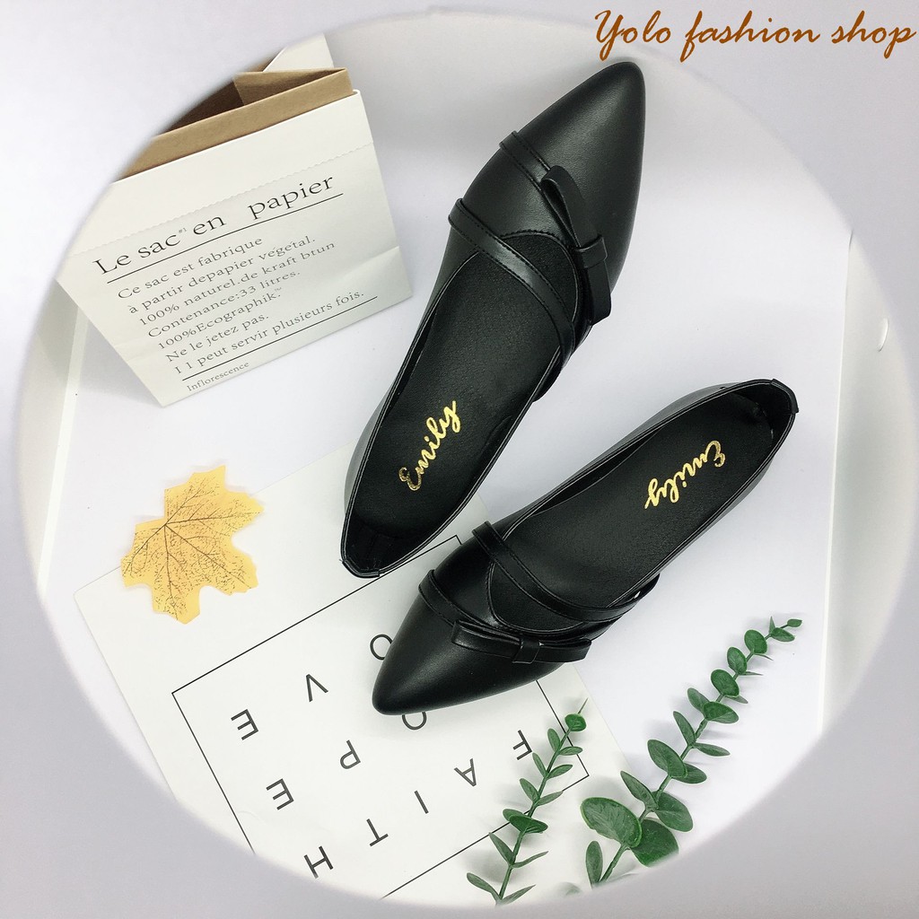 Hình thật -B5-Giày bệt búp bê nữ đính nơ hàng VNXK siêu mềm êm chân