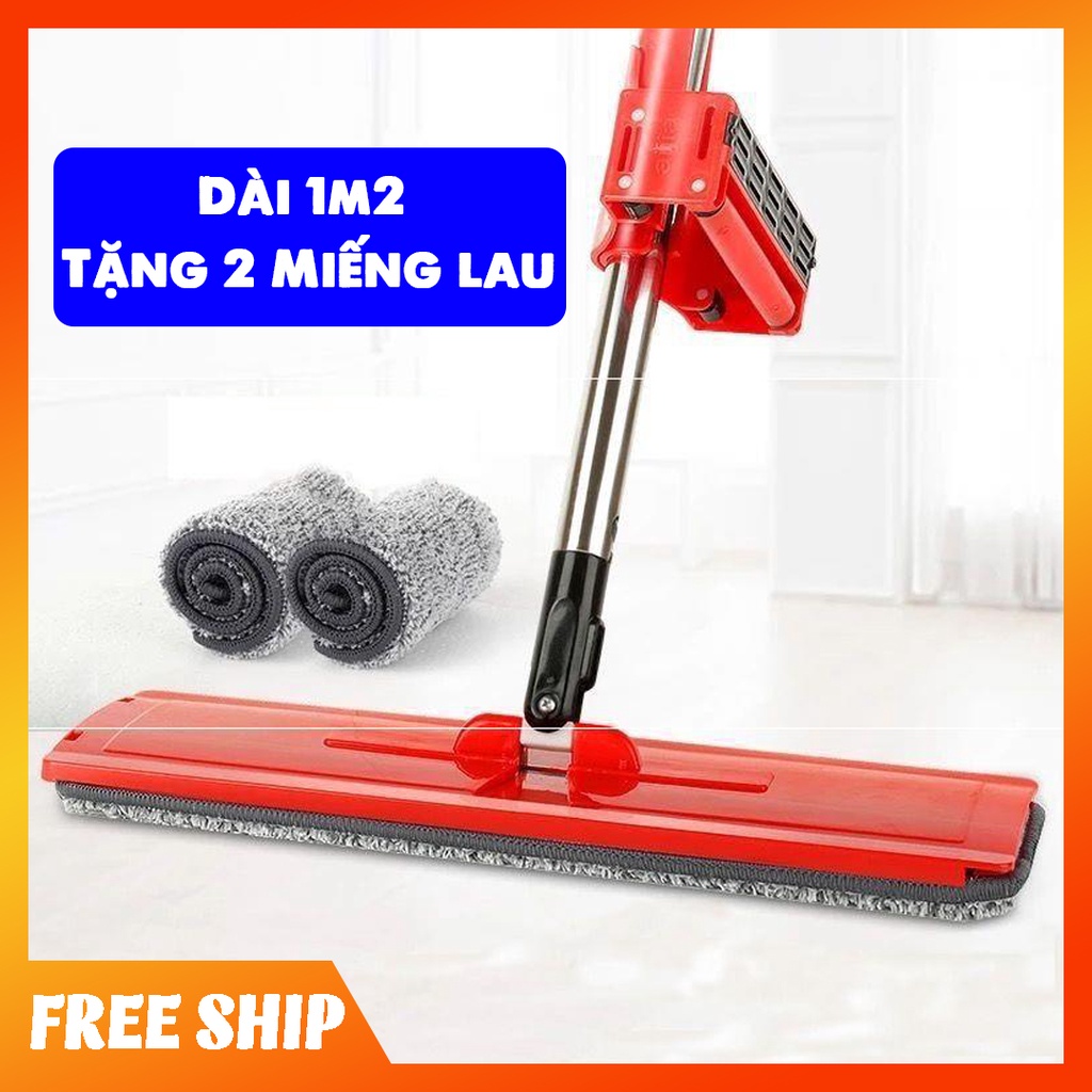 Cây lau nhà tự vắt đa năng tặng kèm 2 miếng lau, cán dài 1m2 tiện dụng