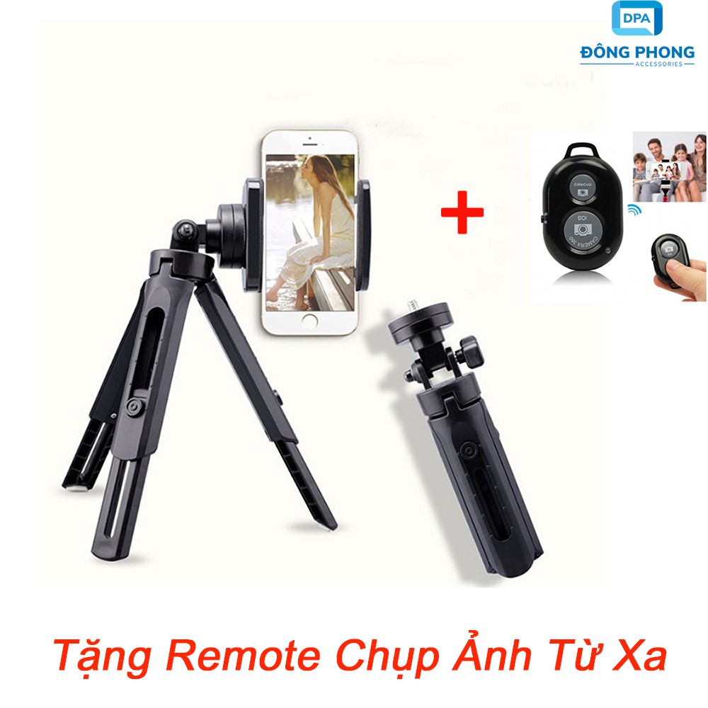 Combo Tripod Support 3 Chân Cho Điện Thoại, Máy Ảnh Tặng Remote