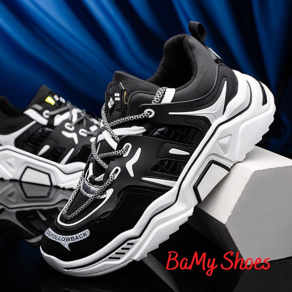 Giày Thể Thao Nam Tăng Chiều Cao  Giày Sneaker Nam Màu Đen vải lưới Thông Hơi Thoáng Khí- M95