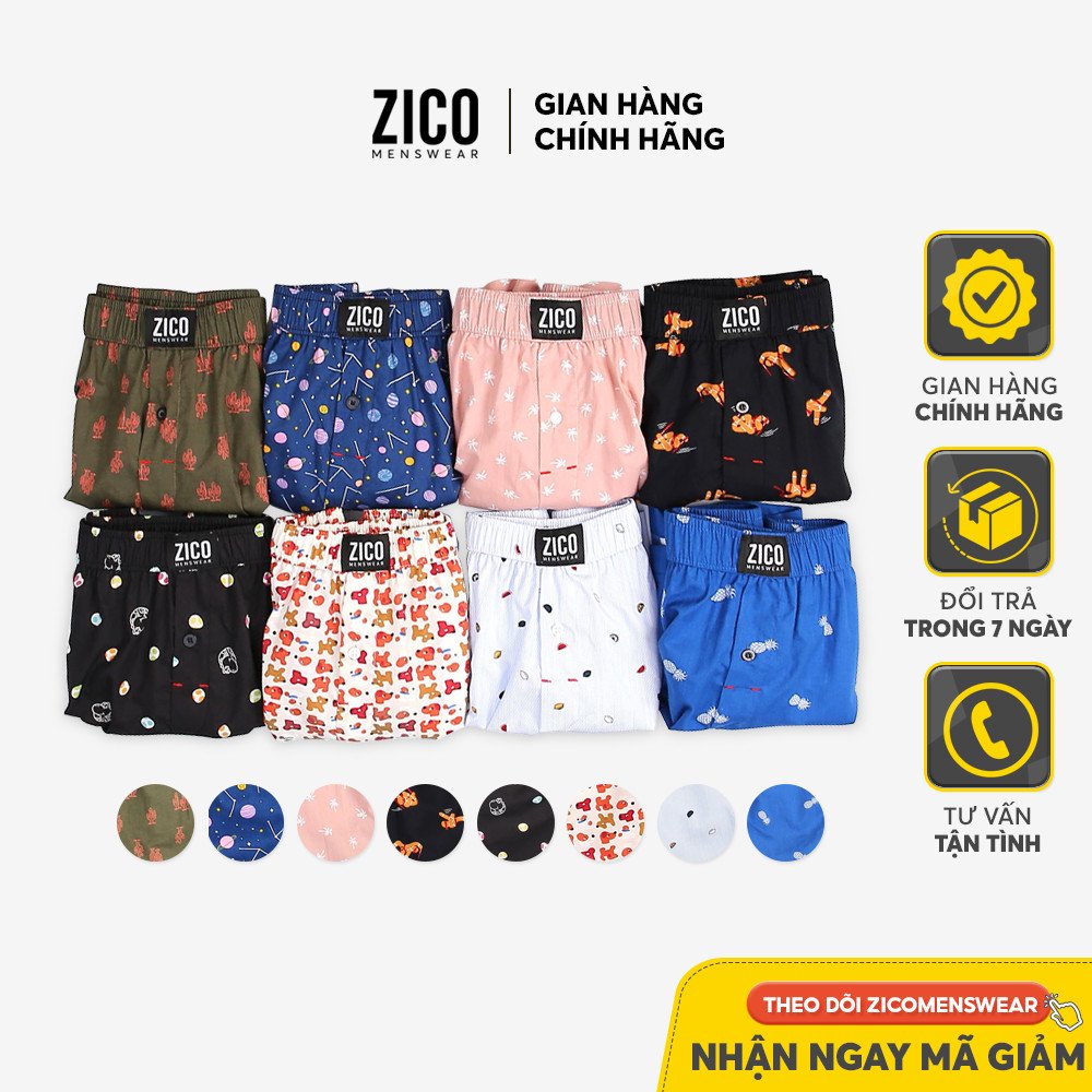 Quần đùi nam ZICO MENSWEAR vải cotton - Quần đùi nam mặc nhà lưng thun co dãn thoải mái vải mềm mịn thấm hút mồ hôi