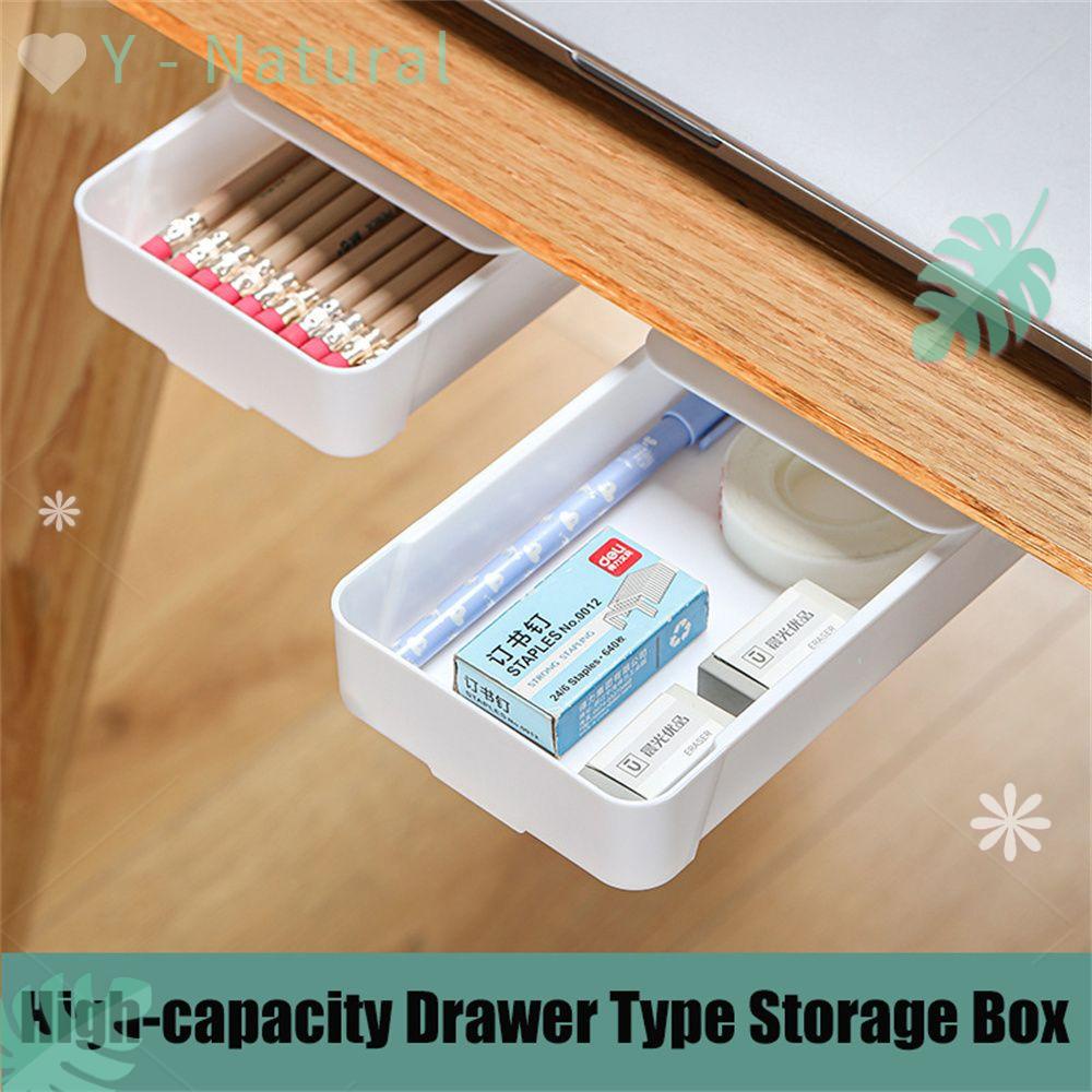YNATURAL Sundry Storage Rack Box Bedroom/ Desk Punch Free Invisible Drawer Organizer Kitchen /Cutlery Pen Holder Student Stationery Box Desktop Organizer Storage Box Under The Desk Drawer Type/Multicolor
