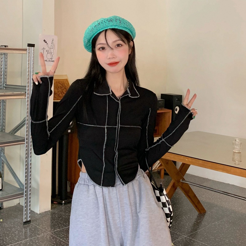 SUXI Áo thun tay dài thiết kế mới thời trang mùa thu dành cho nữ