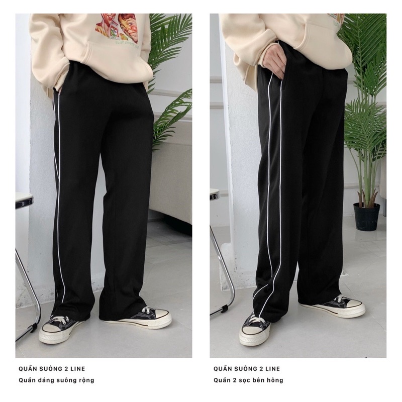 Quần simple pant 2 line ống rộng (có video)