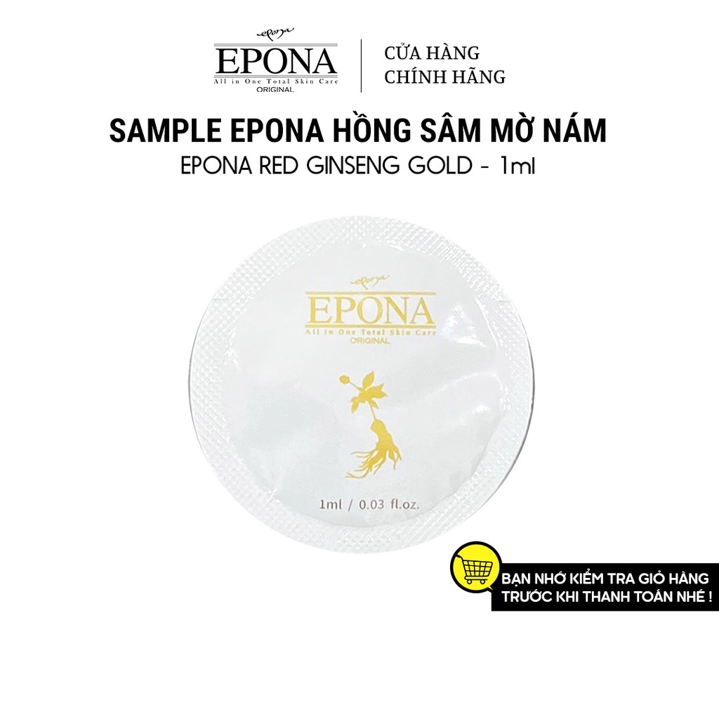 Mẫu Dùng Thử Kem Xoá Mờ Thâm Nám Chiết Xuất Hồng Sâm Sample Epona Red Ginseng Gold Whitening Cream 1ml