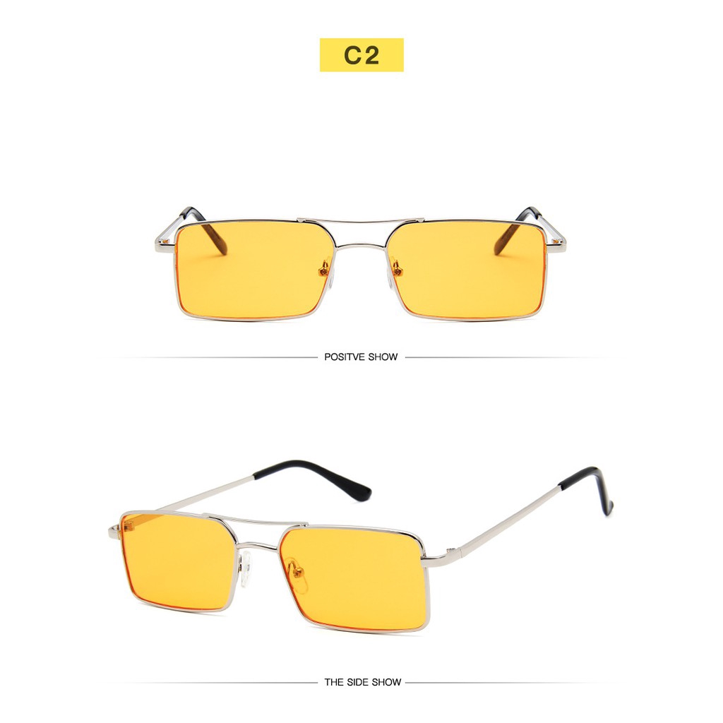 Kính mát UV400 gọng vuông bằng kim loại thời trang thịnh hành cho nam và nữ