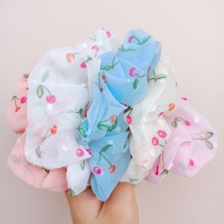 (Hình thật) Cột tóc buộc tóc Cherry Scrunchies