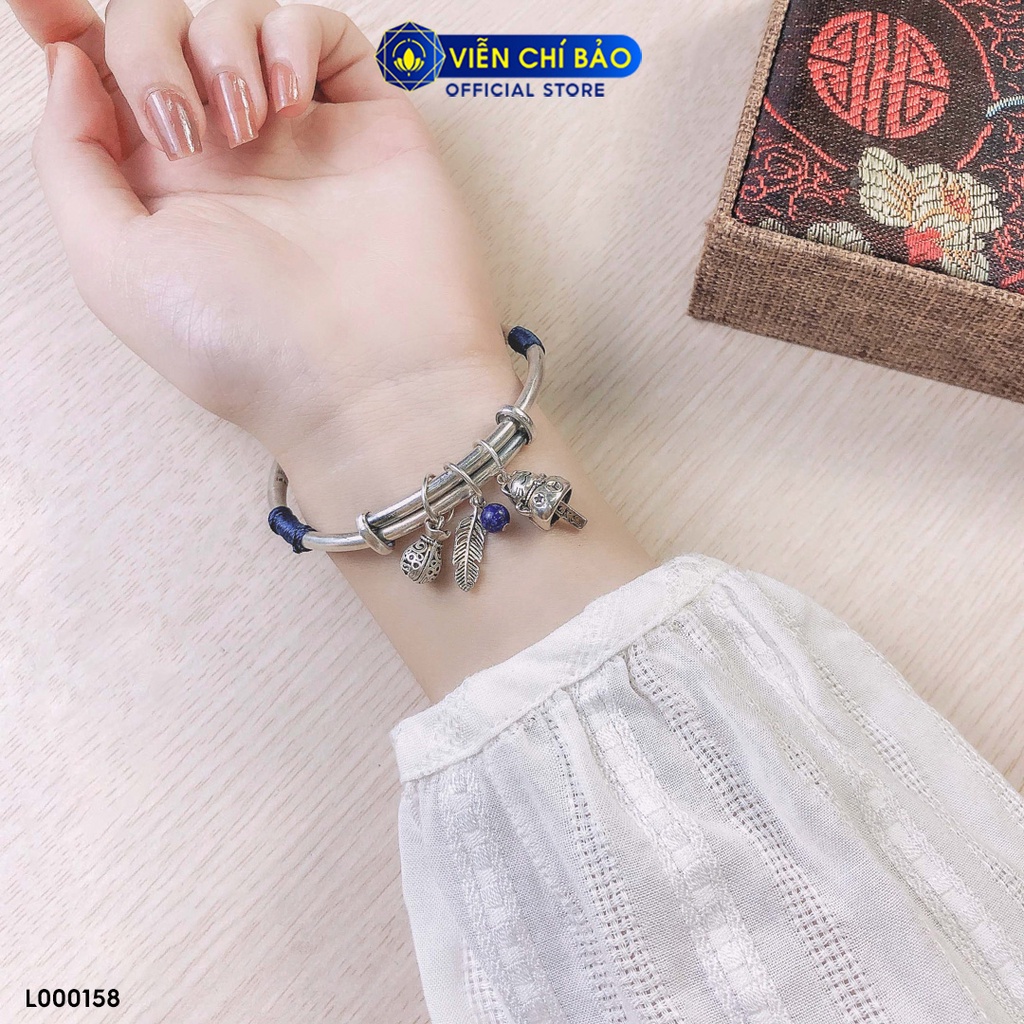 Kiềng tay bạc nữ khắc Bát Nhã Tâm Kinh charm bạc Thái 925 thời trang phụ kiện trang sức nữ Viễn Chí Bảo L000158