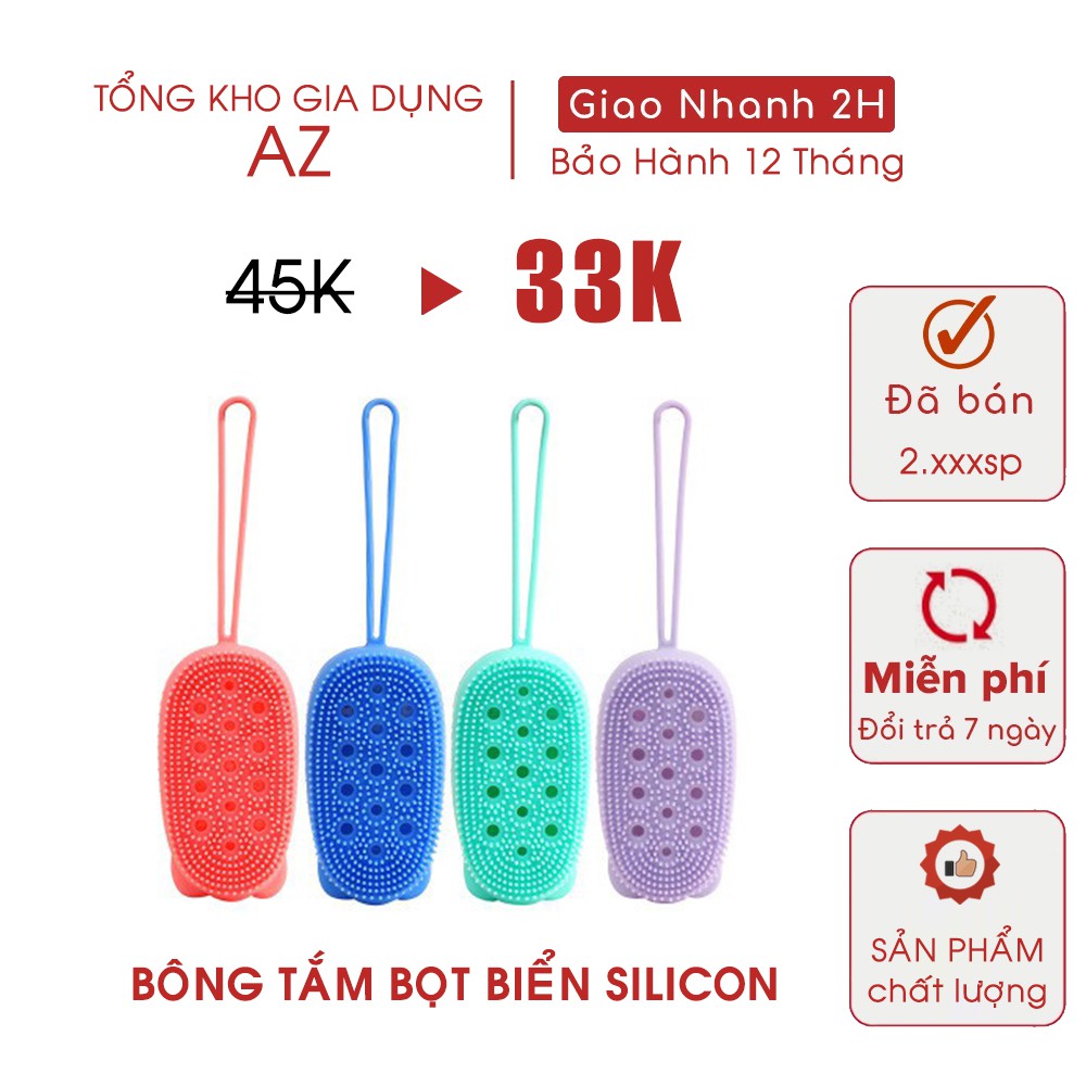 Bông Tắm Bọt Biển Silicon Có Gai Kì Cọ Massage Chà Lưng Miếng Mút Tạo Bọt 2 Mặt Lông Siêu Mềm Để Tắm Rửa Mặt Tẩy Tế Bào