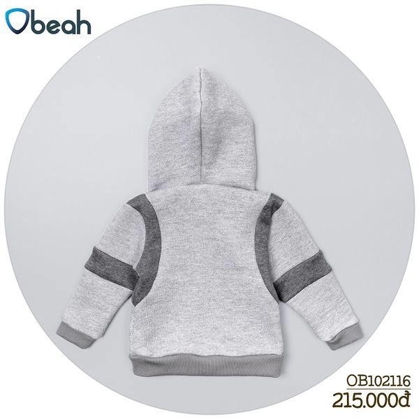 Obeah Jacket nỉ bông phối màu ghi Fullsize 59 đến 90 cho bé yêu từ 0 đến 2 tuổi