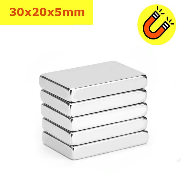 Nam châm đất hiếm chữ nhật 30x20x5mm siêu hút