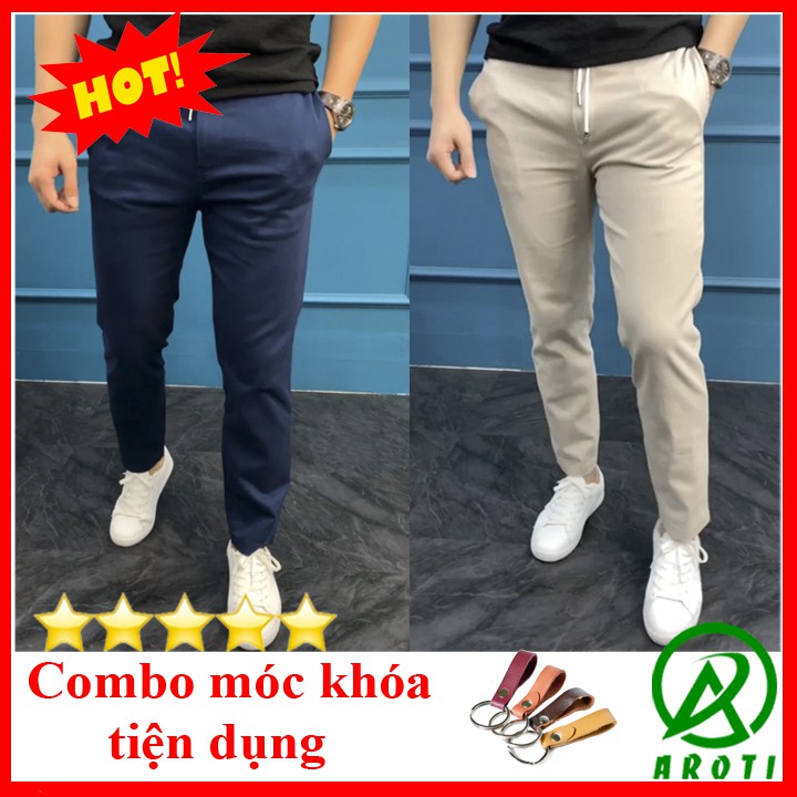 Quần Kaki Nam Ống Đứng AROTI Form Suông Dài Rộng Vải Kaki Đẹp Cao Cấp,Co Giãn Tốt Dáng Âu,Công Sở,Lưng Thun QK040+MK