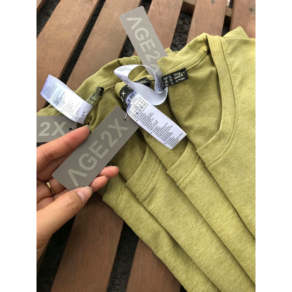 5 màu tone xanh Áo thun đốm trơn AGE2X siêu mát, siêu co giãn, siêu bền bỉ, chống nhăn, hiệu ứng đốm lạ mắt, Unisex