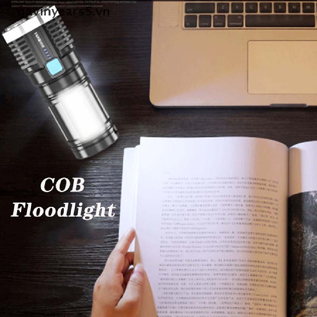 Đèn Pin 4 Đầu Sạc USB Có Màn Hình Hiển Thị Nguồn Điện Tiện Dụng