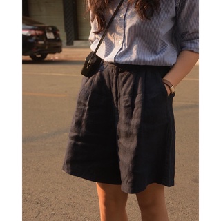 Quần Bermuda Navy Linen Shorts