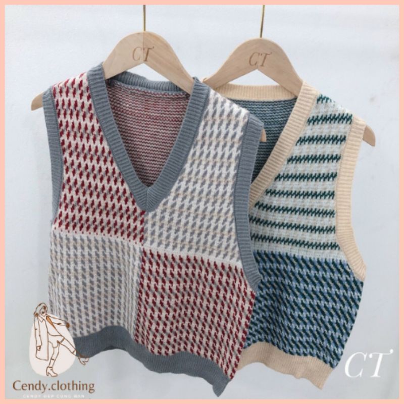[Hàng Cao Cấp Loại 1 + Ảnh Thật] Áo Gilê Len Kẻ Cendy Clothing - CD023