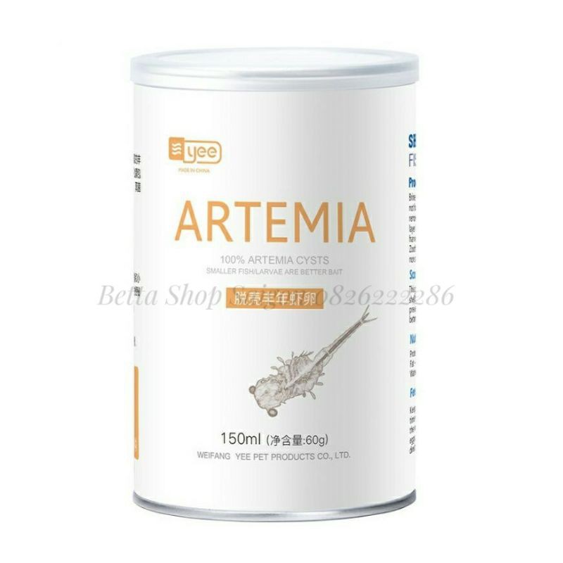 Artermia sấy khô đóng lon 150ml (80g) - Thức ăn dinh dưỡng cho guppy, betta và các loại cá nhỏ khác