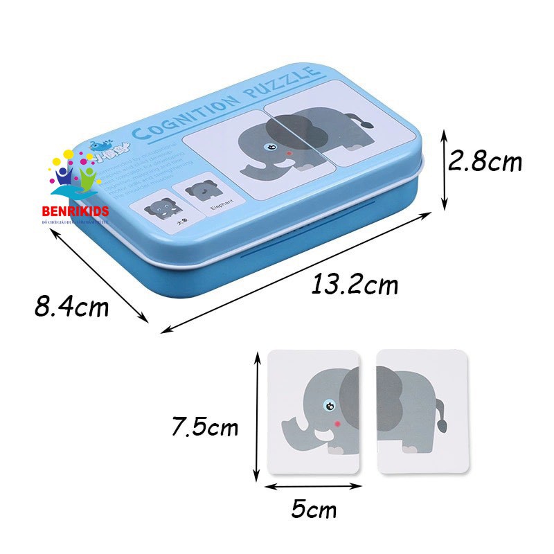 Đồ Chơi Xếp Hình Nhận Thức 2 mảnh Giúp Trẻ Học Từ Vựng Tiếng Anh Bằng Tư Duy Logic