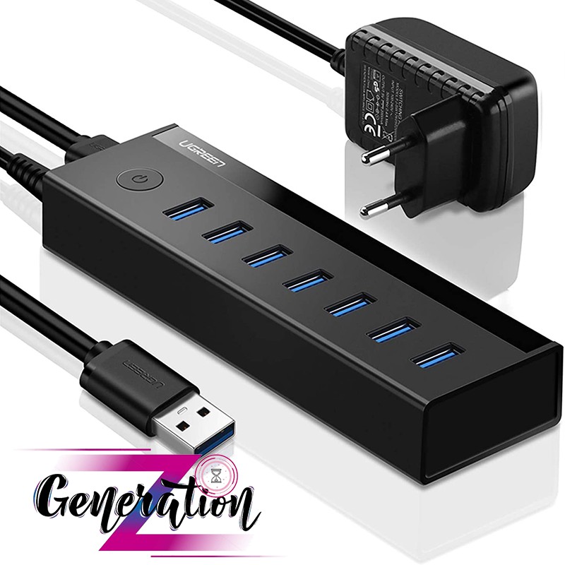 Bộ Chia 7 Cổng USB 3.0 Kèm Nguồn Ugreen 40522 - HUB USB 7 PORT 3.0 Có Nguồn Ugreen 40522