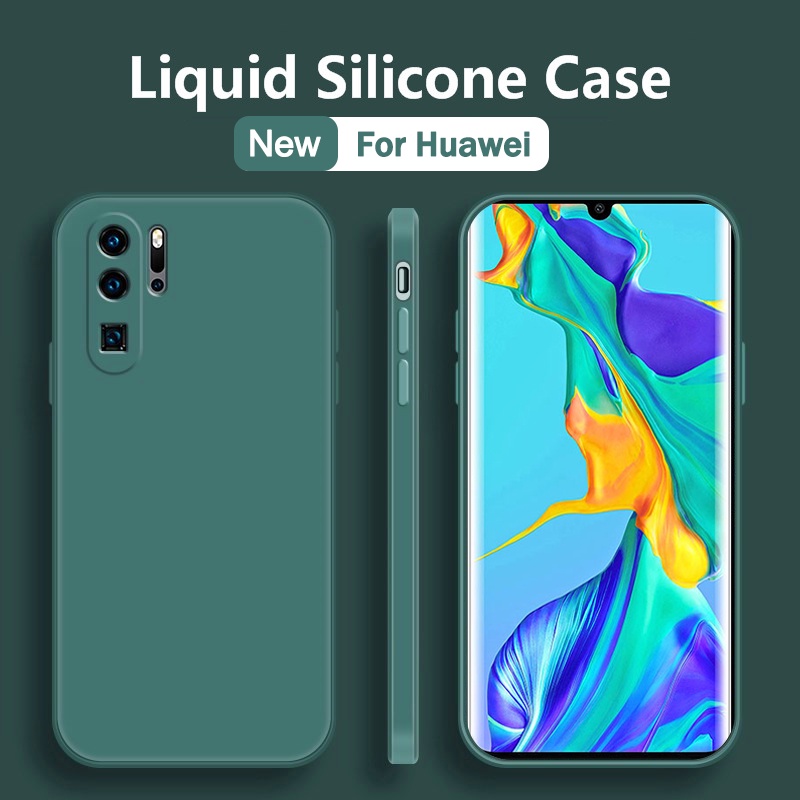 Ốp điện thoại mềm cạnh vuông màu trơn cho Huawei P30 Lite P40 Pro Nova 7i 5T Y9S