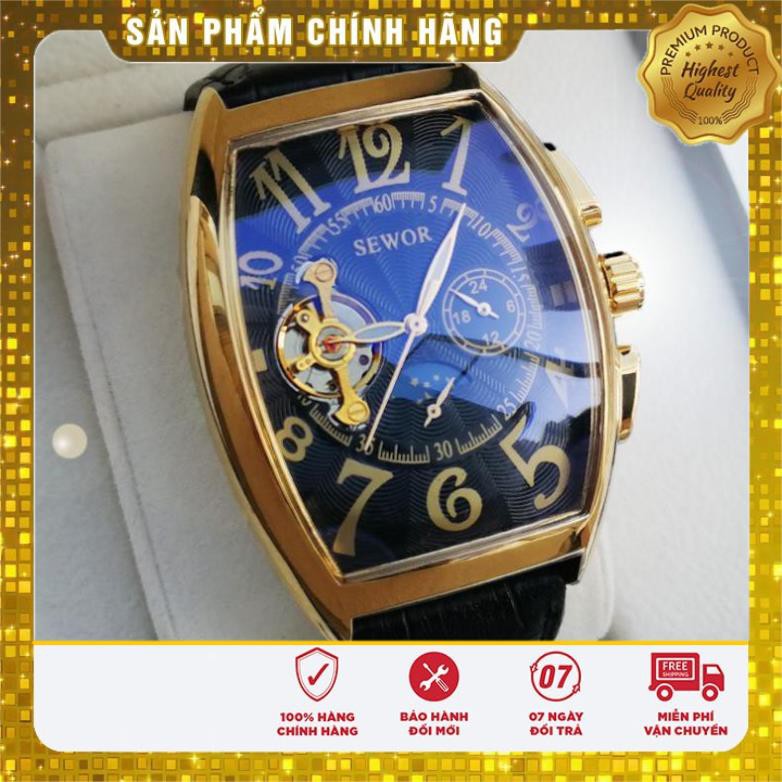 Đồng Hồ Cơ Nam Automatic Chính Hãng SEWOR Dây Da Mặt Vuông Sang Trọng Đẳng Cấp