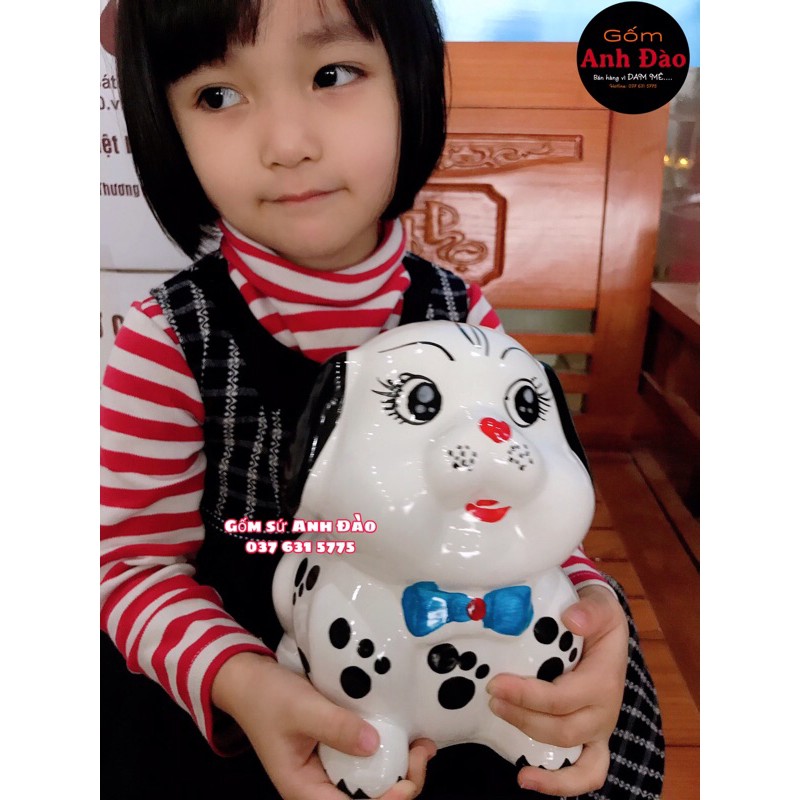 Chó sứ tiết kiệm, cún con tiết kiệm hàng đẹp siêu xinh size 17 x22 H21cm