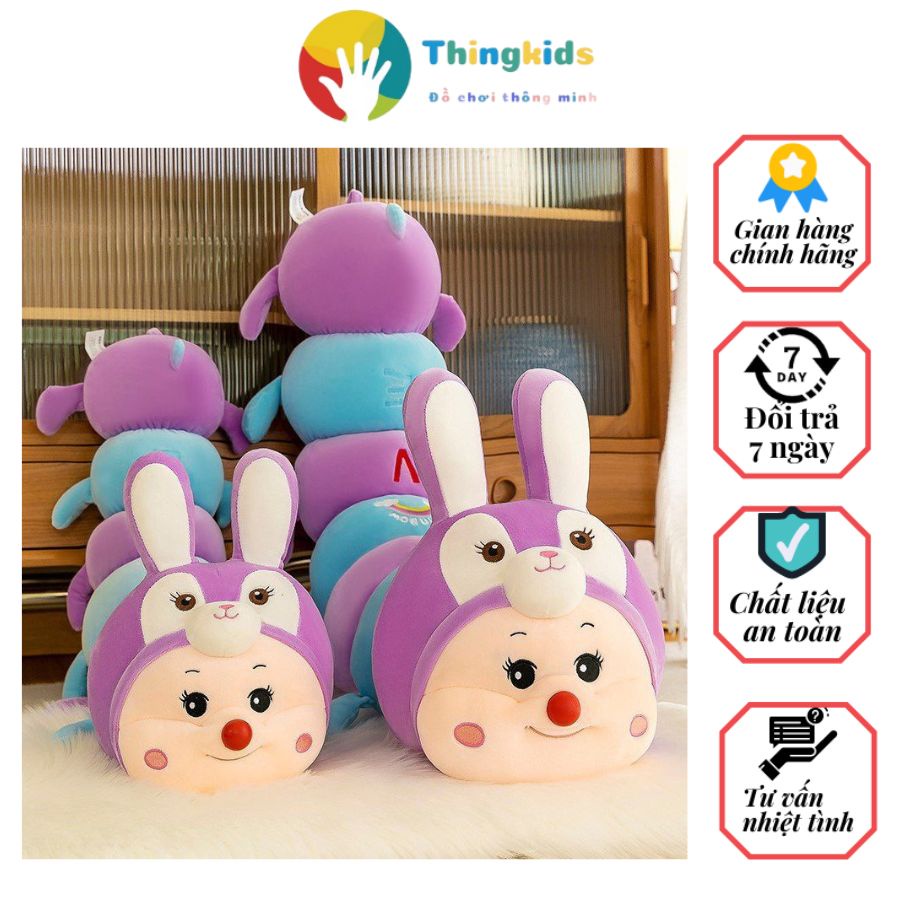 Thú nhồi bông sâu tai thỏ sâu biến hình nhiều chân cute size 80cm-1m-1m2-1m5 Thingkids