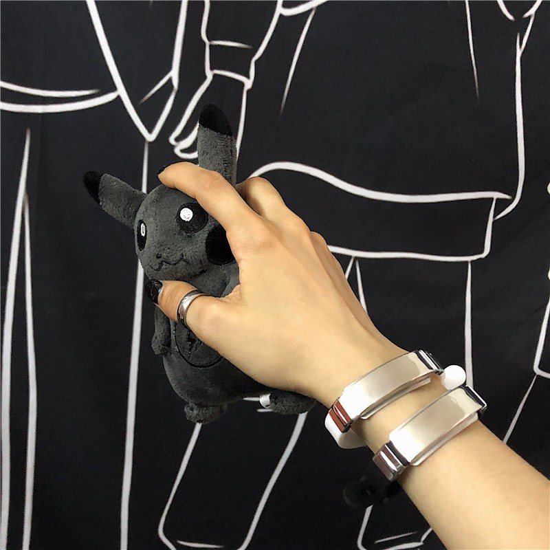 Vòng tay 222108 bằng silicon phối thép titan độc đáo phong cách harajuku dễ phối đồ cho cặp đôi nam nữ
