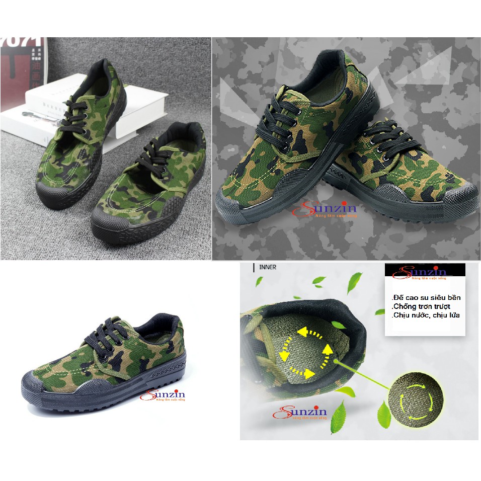[Mã FAMAYMA2 giảm 10K đơn 50K] Giày LÍNH rằn ri, giày phượt leo núi đế chống trượt cổ thấp
