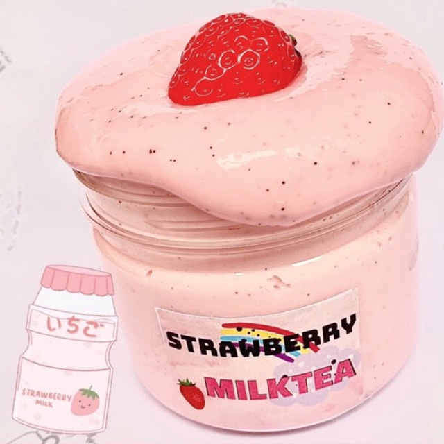 SLIME STRAWBERRY MILKTEA/ 360ml/ Slime sữa Dâu/Tặng kèm charm siêu rẻ