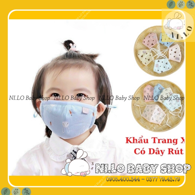 khẩu trang xô xuất Nhật bằng vải, có nút tùy chỉnh cho bé (4 lớp có túi Zip)