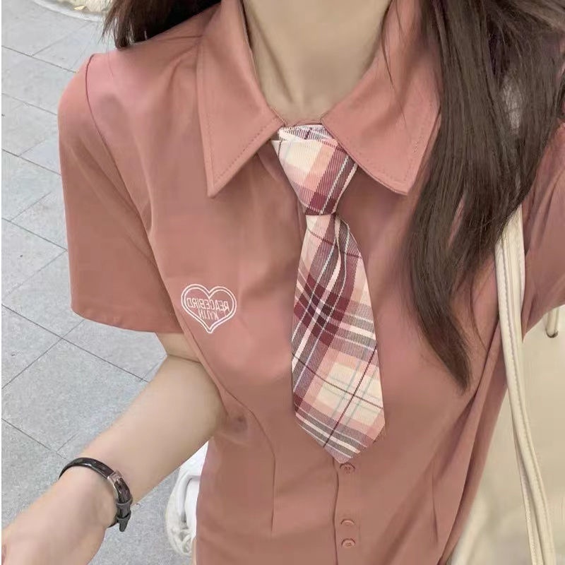 Đầm Chữ A Tay Ngắn Cổ Polo Màu Hồng Thời Trang Mùa Hè Cho Nữ