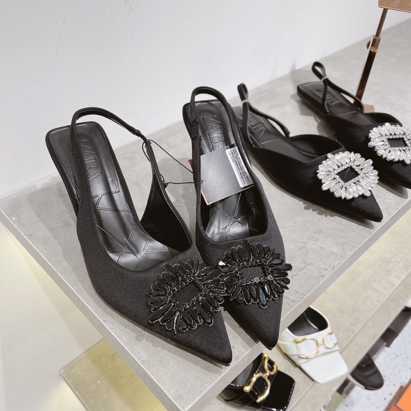 Sandal cao gót lụa đá đen hot hit hàng cao cấp fullbox