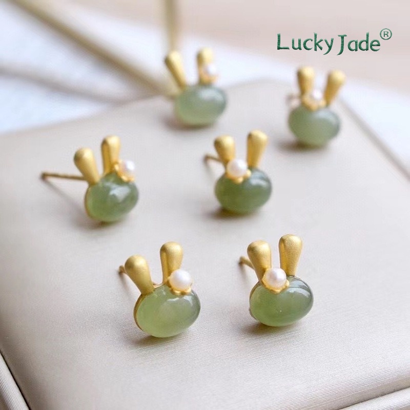 Bông Tai Mạ Vàng 18K Hình Thỏ Dễ Thương