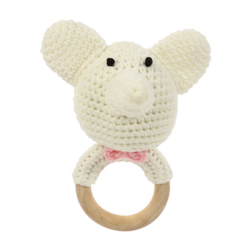 Đồ Chơi Vòng Lục Lạc Đan Móc Hình Chú Voi Hoạt Hình Cho Bé Sơ Sinh Mọc Răng