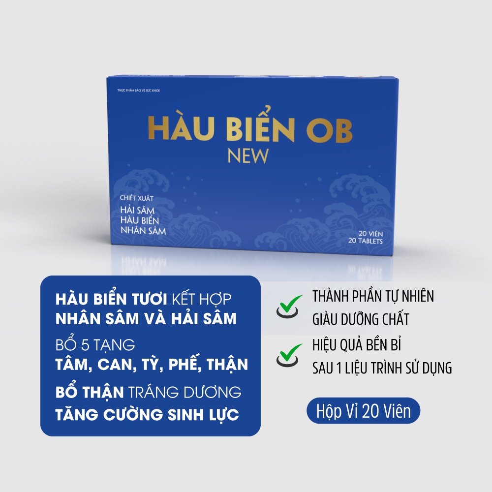 Bộ 2 Hộp Tinh Chất Hàu OB New Tăng Cường Sinh Lý Nam Giới - Grow Green AZ, Chiết Xuất Oyster, Hộp 20v