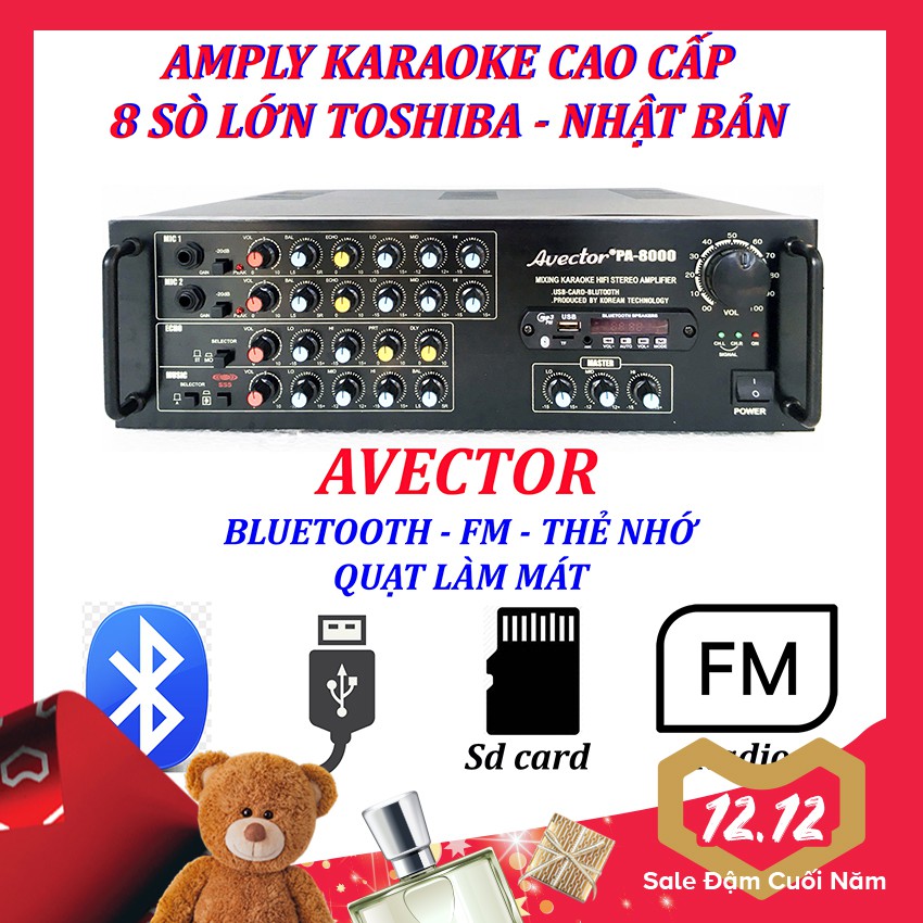 DÀN KARAOKE GIA ĐÌNH GIÁ RẺ HÁT HAY - AMPLY AVECTOR BLUETOOTH 8000 - LOA NOVIO 3 TẤC SƠN - SUB ĐIỆN 3 TẤC TẶNG BỘ MICRO